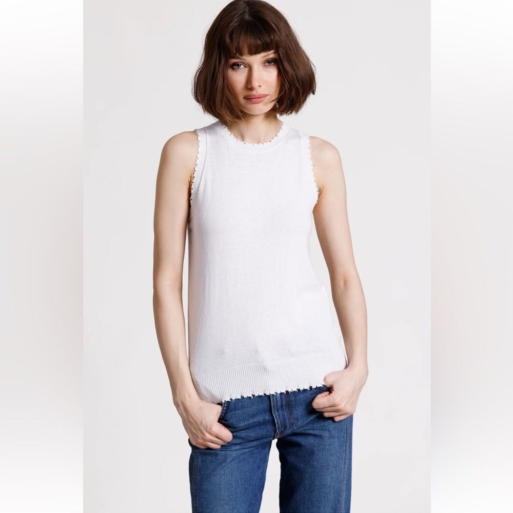 Minnie Rose Ivory Sleeveless Knit Top
